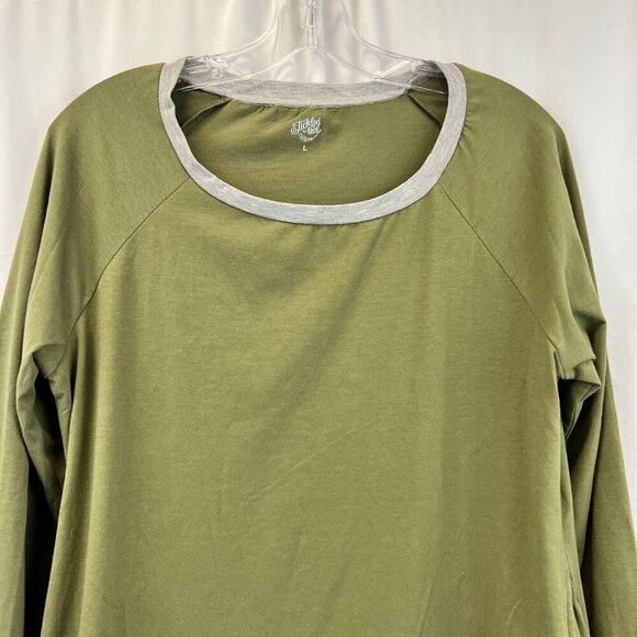 Tickled Teal Women’s Long Sleeve Tunic Top Green/Multi Size Large Elbow Patches - Picture 2 of 7